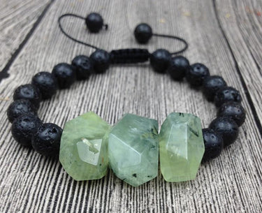 Lava & Natural Faceted Prehnite 'DREAM STONE' Bracelet